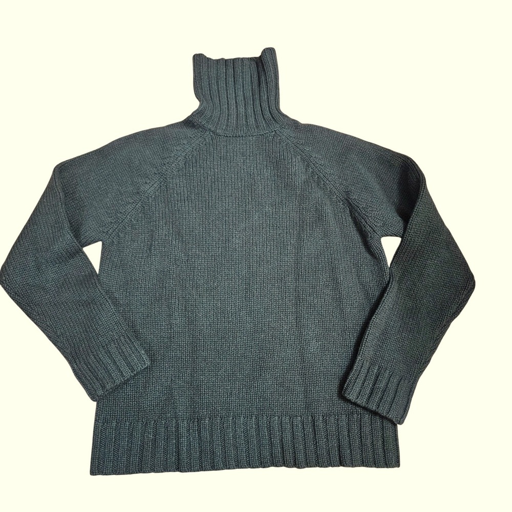 American Eagle Outfitters Vintage Mens S Olive Green 100% Lambswool Turtleneck